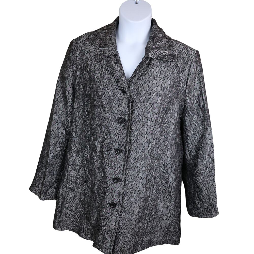 Toni Morgan Gray Silver Snakeskin Womens Button Down Jacket 1X